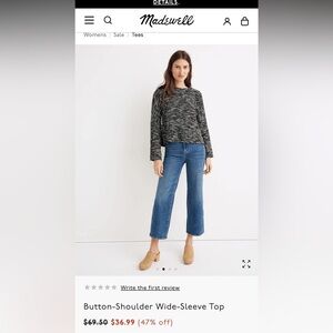 Madewell Button Shoulder Wide-Sleeve Sweater